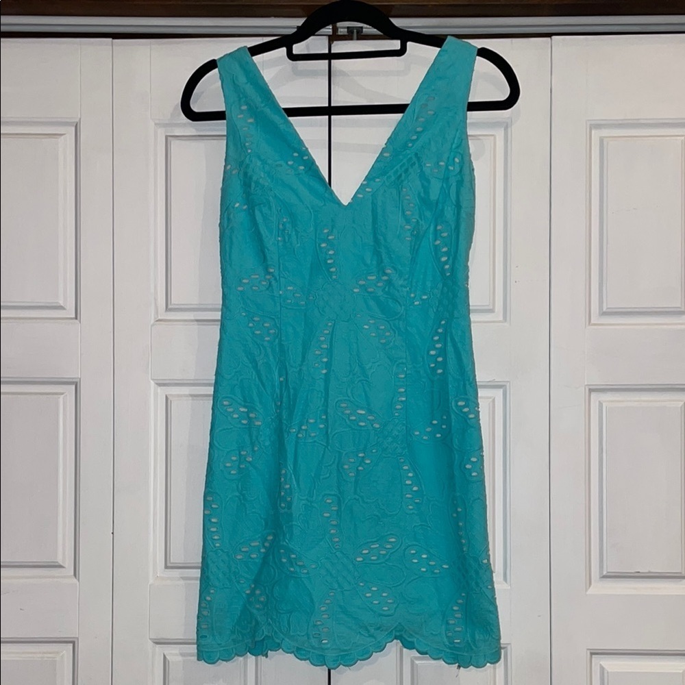 Lilly Pulitzer Blue V-Neck Sheath Mini Dress Sleeveless